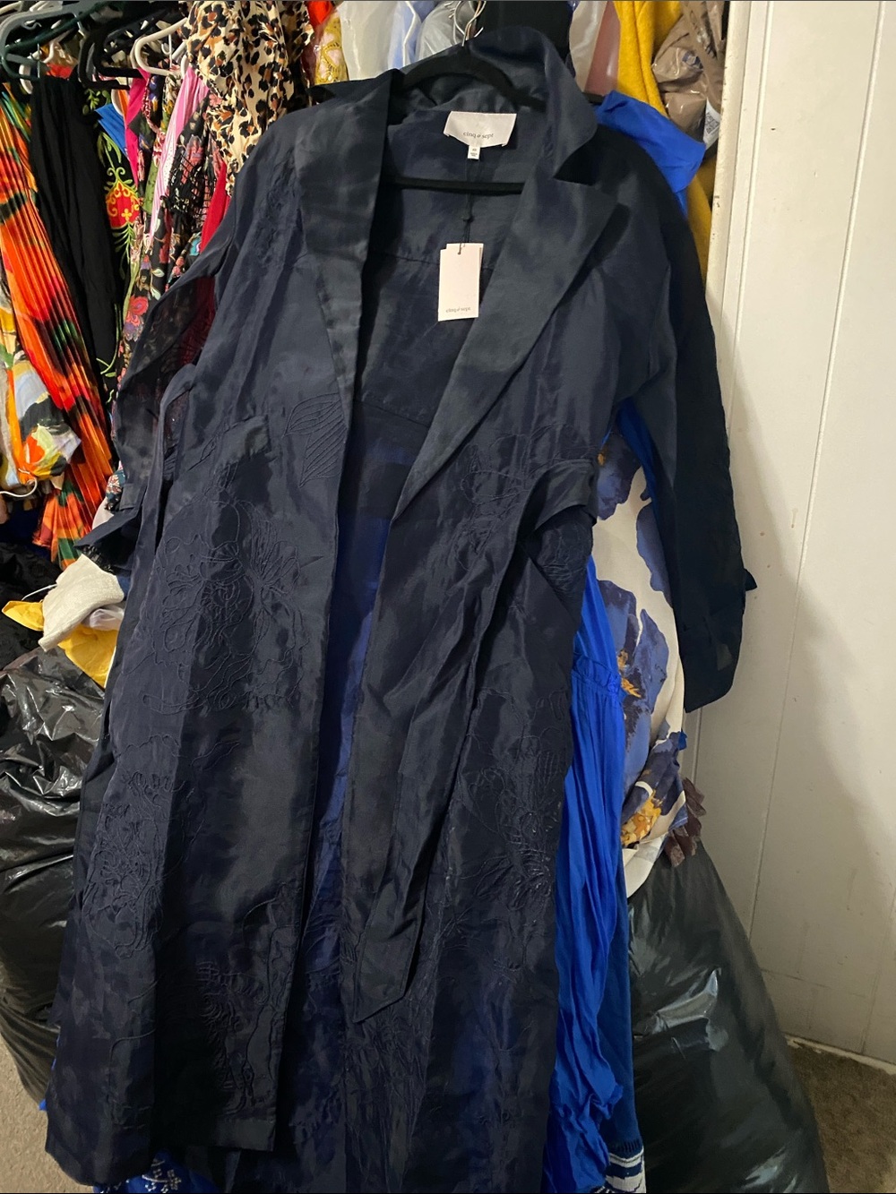 cinq à sept Navy Blouse with Satin Label